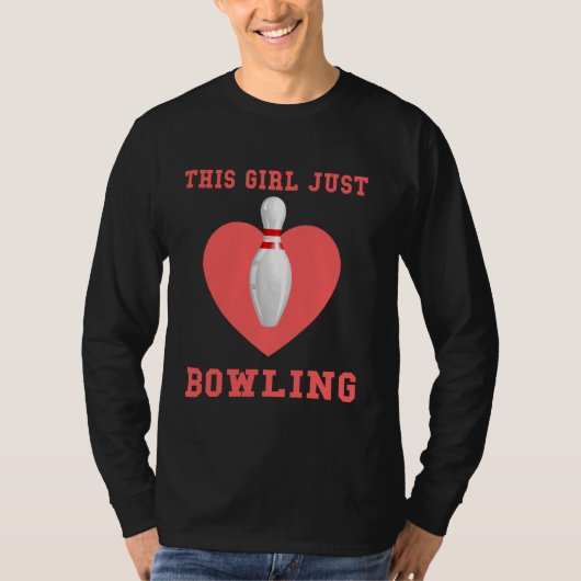 Bowling Ball Shoes Games Bag Pins Bowler Team Roll T-shirt (Voorkant)