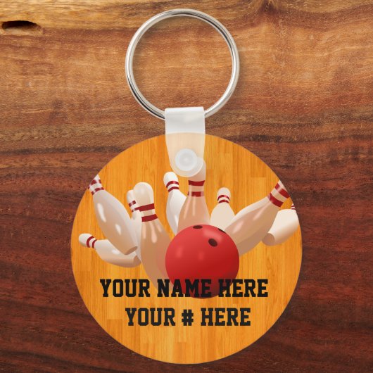 Bowling Ball Sleutelhanger personaliseer JOUW NAAM (Voorkant)