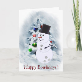 Bowling Ball Sneeuwman Kerst Kaart