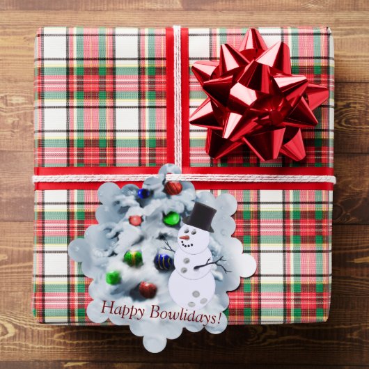 Bowling Ball Sneeuwman Kerst Kaart (Insitu (Geschenk))