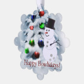 Bowling Ball Sneeuwman Kerst Kaart (Links)