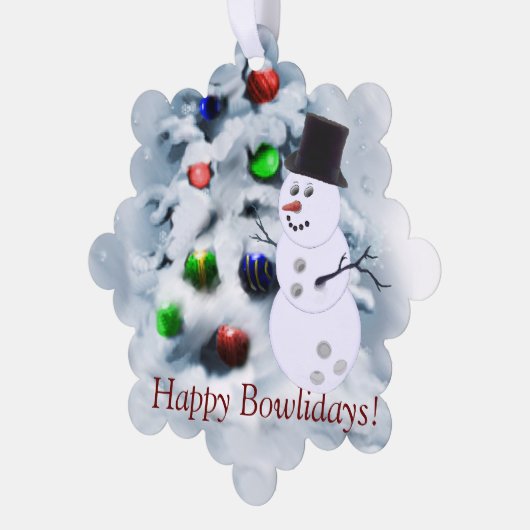 Bowling Ball Sneeuwman Kerst Kaart (Links)