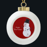 Bowling Ball Snowman Keramische Bal Ornament<br><div class="desc">Wat een dikke taart is deze schattige sneeuwman... ...  een geweldige versiering om de kerstboom te versieren voor elke sportliefhebber.</div>