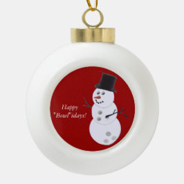 Bowling Ball Snowman Keramische Bal Ornament