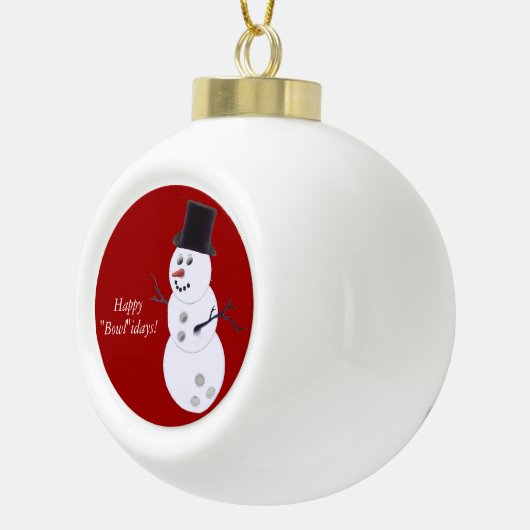 Bowling Ball Snowman Keramische Bal Ornament (Rechts)