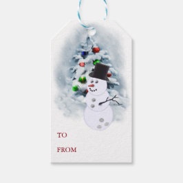Bowling Ball Snowman Kerstmis Cadeaulabel