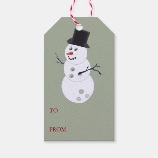 Bowling Ball Snowman Kerstmis Cadeaulabel (Voorkant)