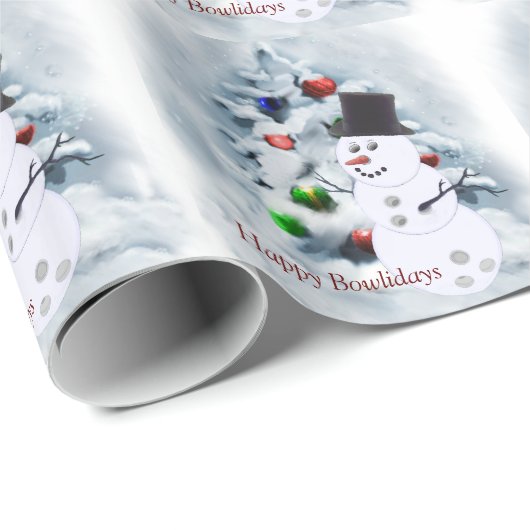 Bowling Ball Snowman Kerstmis Cadeaupapier (Rol Hoek)