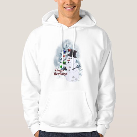Bowling Ball Snowman Kerstmis Hoodie (Voorkant)