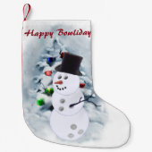 Bowling Ball Snowman Kerstmis Kleine Kerstsok (Voorkant)
