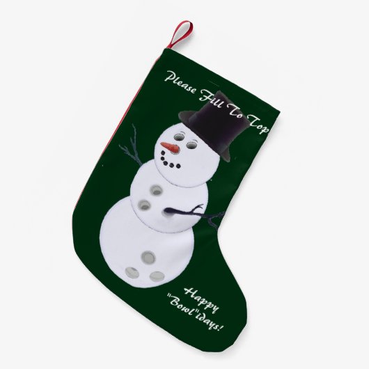 Bowling Ball Snowman Kerstmis Kleine Kerstsok (Voorkant (Hangend))