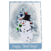 Bowling Ball Snowman Kerstmis Medium Cadeauzakje (Achterkant)