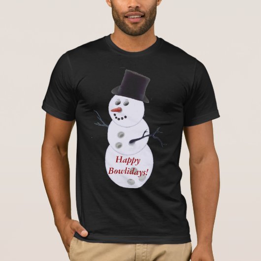 Bowling Ball Snowman Kerstmis T-shirt (Voorkant)