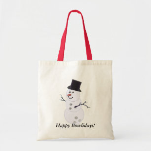 Bowling Ball Snowman Kerstmis Tote Bag