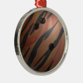 Bowling Ball Tiger Oranje Metalen Ornament (Rechts)