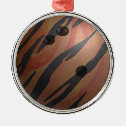 Bowling Ball Tiger Oranje Metalen Ornament (Voorkant)