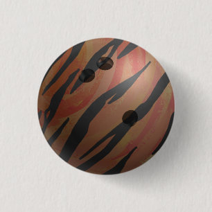 Bowling Ball Tiger Oranje Ronde Button 3,2 Cm