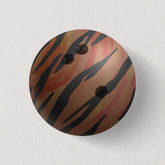 Bowling Ball Tiger Oranje Ronde Button 3,2 Cm (Voorkant)