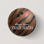 Bowling Ball Tiger Oranje Ronde Button 3,2 Cm (Voorkant)
