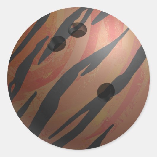 Bowling Ball Tiger Oranje Ronde Sticker (Voorkant)