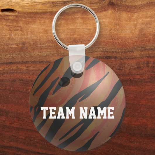Bowling Ball Tiger Oranje Sleutelhanger (Voorkant)