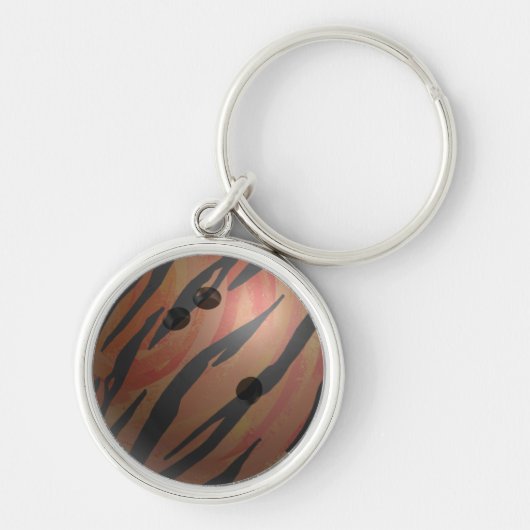 Bowling Ball Tiger Oranje Sleutelhanger (Voorkant)
