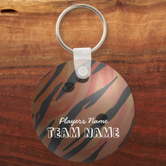 Bowling Ball Tiger Oranje Sleutelhanger (Voorkant)