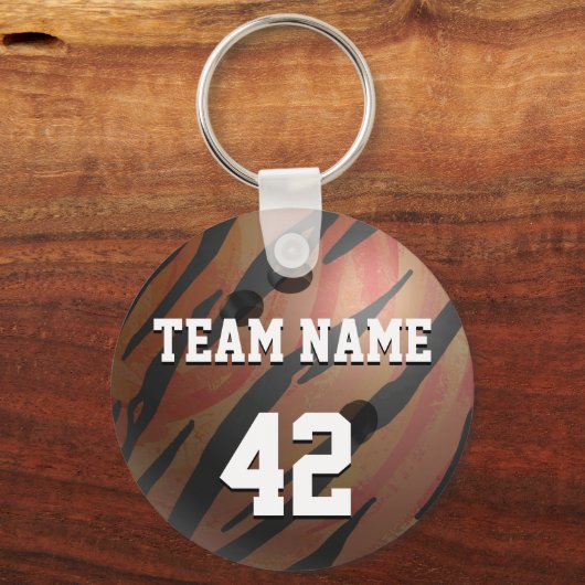 Bowling Ball Tiger Oranje Sleutelhanger (Voorkant)