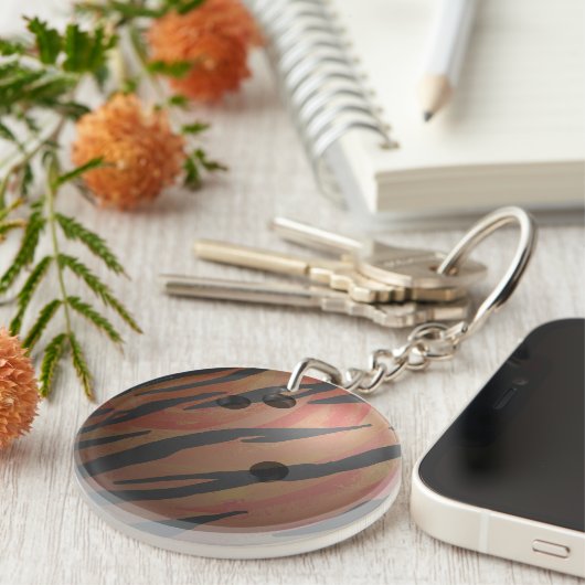 Bowling Ball Tiger Oranje Sleutelhanger (Voorkant Rechts)