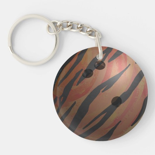Bowling Ball Tiger Oranje Sleutelhanger (Voorkant)