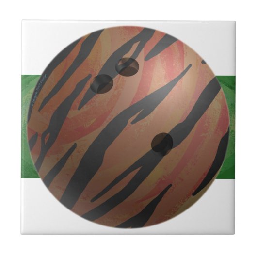 Bowling Ball Tiger Oranje Tegeltje (Voorkant)