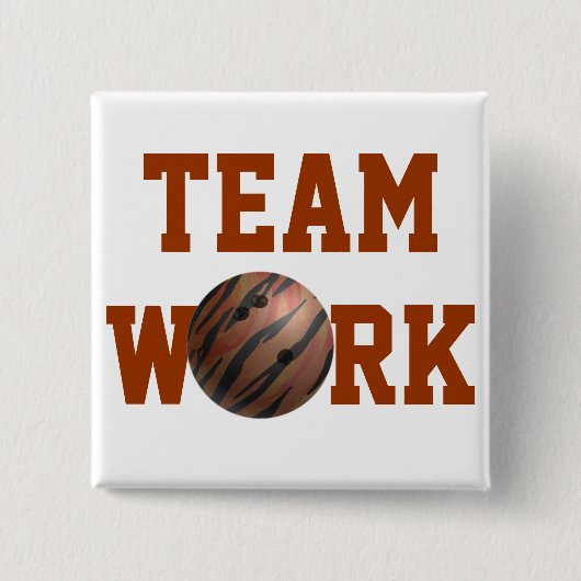 Bowling Ball Tiger Oranje Vierkante Button 5,1 Cm (Voorkant)