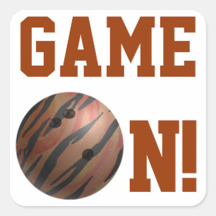 Bowling Ball Tiger Oranje Vierkante Sticker