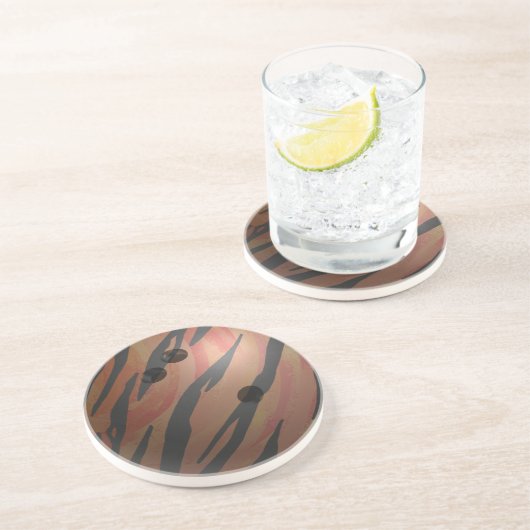 Bowling Ball Tiger Oranje Zandsteen Onderzetter (Zijkant)