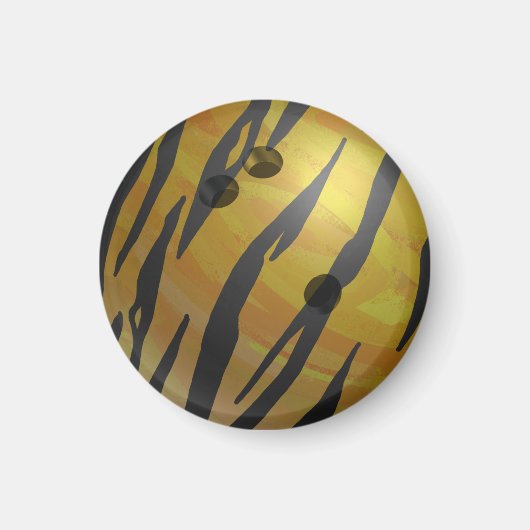 Bowling Ball Tiger Yellow Magneet (Voorkant)