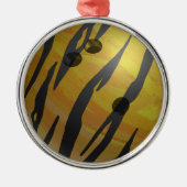 Bowling Ball Tiger Yellow Metalen Ornament (Voorkant)