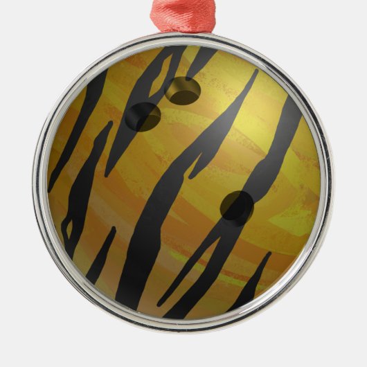 Bowling Ball Tiger Yellow Metalen Ornament (Voorkant)