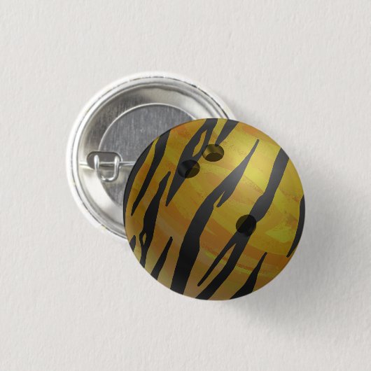Bowling Ball Tiger Yellow Ronde Button 3,2 Cm (Voorkant /achterkant)