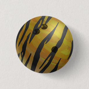 Bowling Ball Tiger Yellow Ronde Button 3,2 Cm
