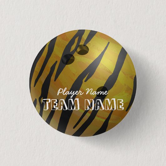 Bowling Ball Tiger Yellow Ronde Button 3,2 Cm (Voorkant)