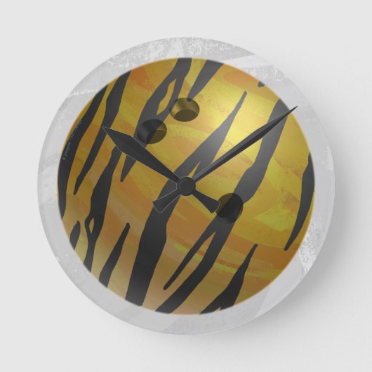 Bowling Ball Tiger Yellow Ronde Klok (Voorkant)
