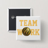 Bowling Ball Tiger Yellow Vierkante Button 5,1 Cm (Voorkant /achterkant)