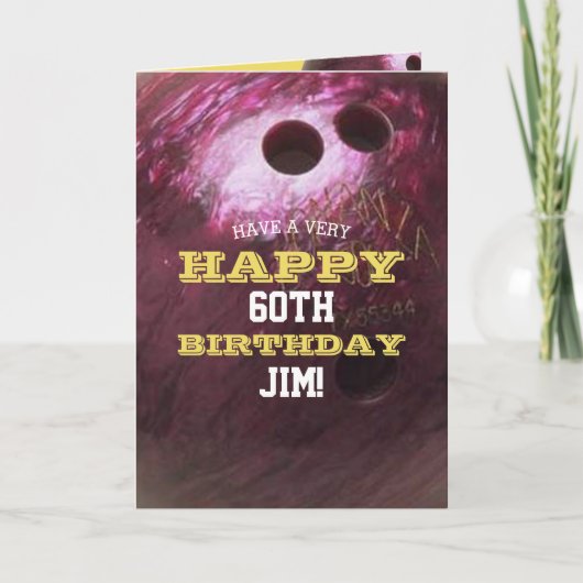 Bowling Ball Voeg Jouw naam en verjaardag toe Kaart (Voorkant)