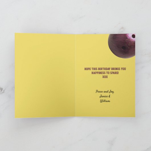 Bowling Ball Voeg Jouw naam en verjaardag toe Kaart (Binnen)