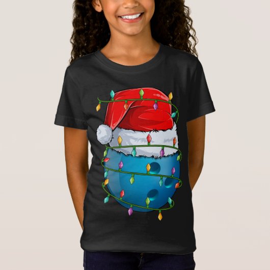 Bowling Ball Xmas verlichtings-kerstbal T-shirt (Voorkant)