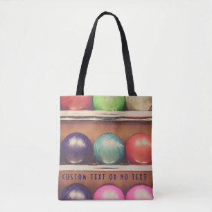 Bowling ballen gepersonaliseerde kleurrijke tote bag