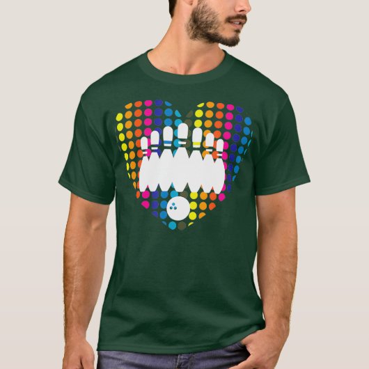Bowling ballen schattig hart bowlers disco bowling t-shirt (Voorkant)