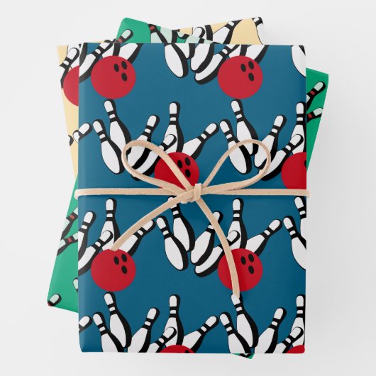 Bowling Balls en Pins Design Inpakpapier Vel (In situ)