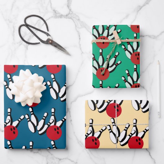 Bowling Balls en Pins Design Inpakpapier Vel (Voorkant)