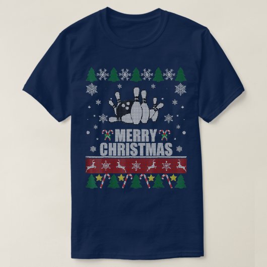 Bowling Balls Pins Ugly Kerstmis T T-shirt (Design voorkant)